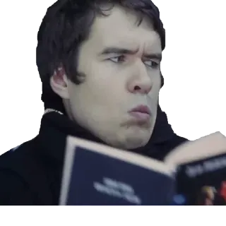 😳 f69b6b3c man, reading, book, confused telegram sticker