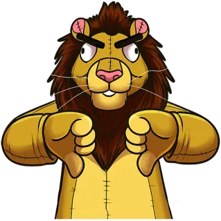 😡 51028372 leão, polegar para baixo, descurtir, animal, desenho animado telegram sticker