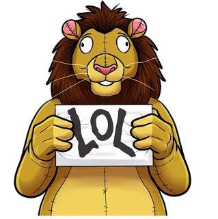 😜 5825b5b2 LOL leão, lol, engraçado, humor, desenho animado, animal telegram sticker