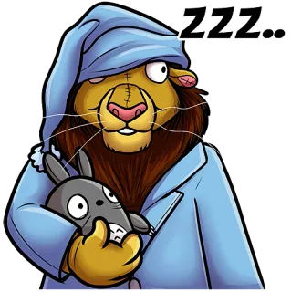 💤 7caee254 ZZZ leão, dormindo, zzz, desenho animado, pijama, noite, animal telegram sticker