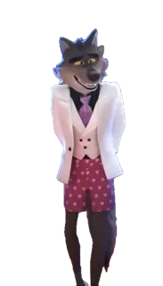 🩲 090e8d28 Mr. Wolf The Bad Guys antropomorfo, lupo, cartone animato, animato, abito, personaggio telegram sticker