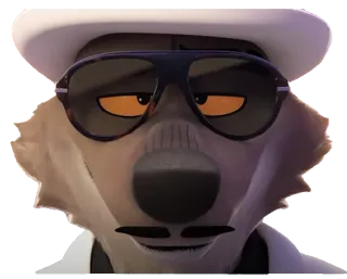 😎 cba83c1f Mr. Wolf The Bad Guys lupo, occhiali da sole, cappello, the bad guys, animazione, personaggio telegram sticker