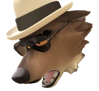 😒 d6a8071e lupo, cappello, occhiali da sole, cartone animato, animale telegram sticker