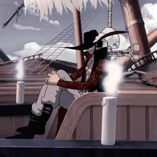 ✖️ 8b048e55 Dracule Mihawk One Piece Anime, Pirat, Manga, Schwert, Schiff, One Piece telegram sticker