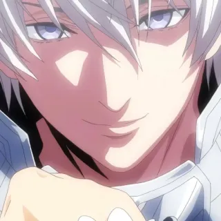 ✖️ ced5027b Anime, Manga, Weißes Haar, Männlich, Grinsen telegram sticker