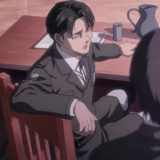 ✖️ e8aba768 Levi Attack on Titan Anime, Soldat, Charakter, Militäruniform, Levi Ackerman, Attack on Titan, AOT telegram sticker