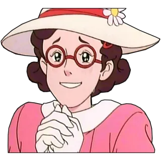 👰 0efc8087 mulher, chapéu, óculos, anime, desenho animado, retrato telegram sticker