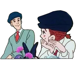 👫 bdd5ac85 desenho animado, anime, casal, encontro, flores, romance, amor telegram sticker