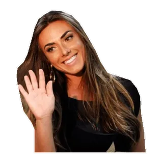 👋 caf69d77 vrouw, zwaaien, glimlach, portret, brunette telegram sticker