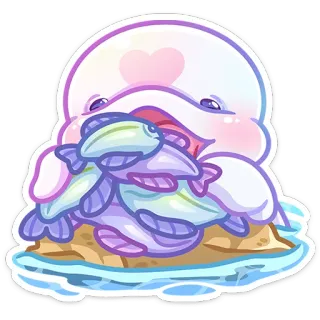 🐠 7a1d8a34 cute, fish, eating, heart, seal, animal telegram sticker