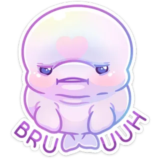 😐 b8d6680f BRUUUH bruh, cute, sticker, cartoon, expression, pastel, heart telegram sticker