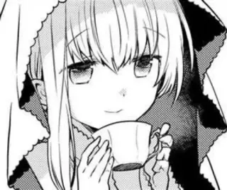 😉 0e6f9377 Anime, Manga, Carino, Ragazza, Tè, Incappucciato telegram sticker
