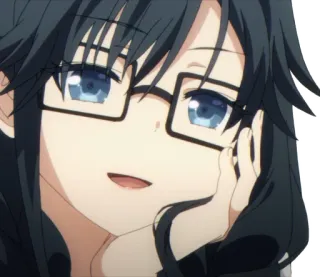 😏 4228b297 Anime, Meisje, Bril, Leuk, Glimlach, Portret telegram sticker