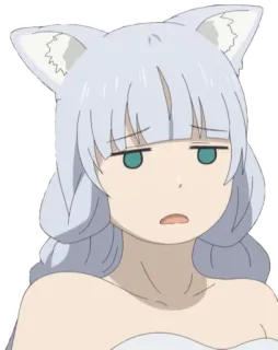😫 4e7e9661 Anime, Kattenoren, Vrouwelijk, Meisje, Verveeld, Uitdrukking telegram sticker