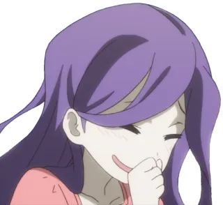 😆 b1c3b5a0 Anime, Meisje, Leuk, Cartoon, Lachend, Paars haar telegram sticker