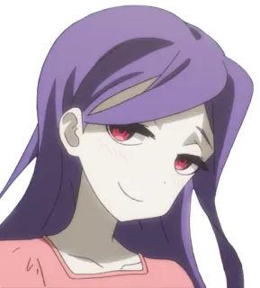 😏 bbe66151 anime, meisje, paars haar, cartoon, personage, vrouwelijk telegram sticker