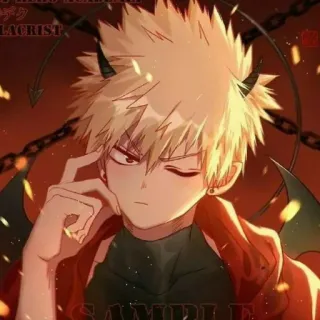 😈 b49cf24a Bakugo My Hero Academia SAMPLE 动漫, 漫画, 角色, 恶魔, 角, 爆豪 telegram sticker