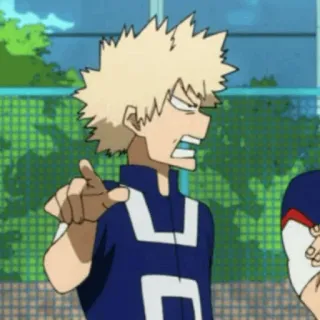 🎭 90a7aaac Bakugo My Hero Academia Anime, Personnage, En colère, Montrer du doigt, Dessin animé telegram sticker