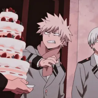 💥 6b67f97a Katsuki Bakugo My Hero Academia animé, personnage, gâteau, colère, MHA telegram sticker