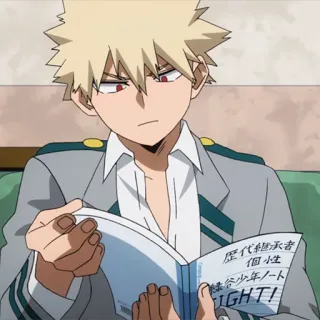 💥 bee669c2 Bakugo Katsuki My Hero Academia 歴代総承者
個ノート
緑谷少年年ノート
FIGHT! anime, manga, character, school uniform, notebook, text, bakugo, my hero academia telegram sticker