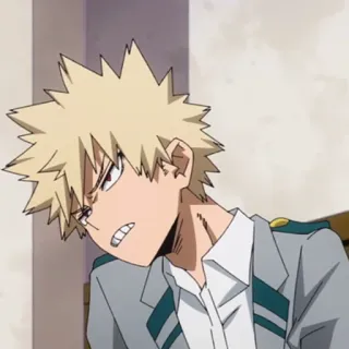 💥 e70da0e7 Bakugo My Hero Academia anime, my hero academia, bakugo, angry, school uniform, cartoon telegram sticker