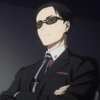 💳 579585e2 Anime, Hombre, Traje, Gafas, Serio telegram sticker