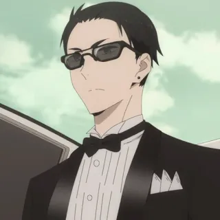 💵 5cf8217b Anime, Hombre, Traje, Pajarita, Gafas, Personaje telegram sticker