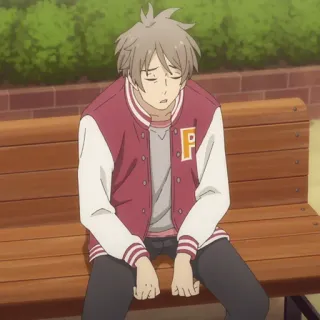 💳 a4e9748d Anime, Hombre, Banco, Triste, Sentado, Dibujo animado telegram sticker