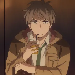 💵 e60803a6 Anime, Masculino, Bebiendo, Retrato, Dibujos animados, Arte telegram sticker
