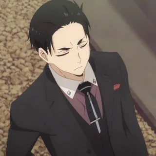 💳 e94e052f Anime, Personaje, Hombre, Traje, Corbata, Dibujo animado telegram sticker