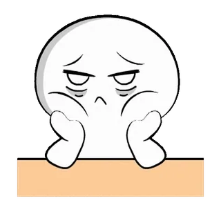😒 0a846fac 卡通, 悲伤, 情绪化, 疲惫, 白色, 表情符号 telegram sticker
