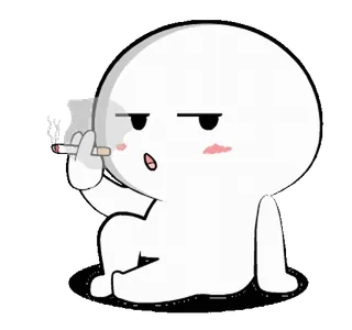 🚬 81459405 卡通, 香烟, 吸烟, 人物, 白色, 懒惰 telegram sticker