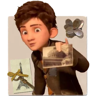 🏰 ded1b55e Junge, Paris, Eiffelturm, Postkarte, Sepia, Münzen telegram sticker