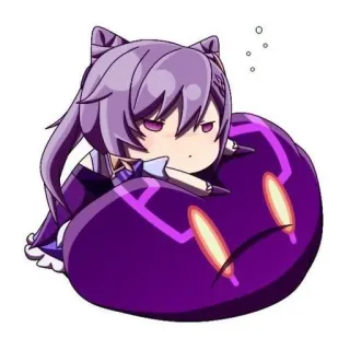 😒 79c73de8 Keqing Genshin Impact Anime, Chibi, Orejas de gato, Morado, Kawaii, Genshin Impact, Keqing telegram sticker