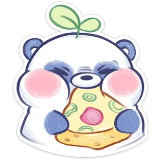 ⭐ 2c9d45b7 Panda, Kartun, Lucu, Stiker, Pizza, Makanan telegram sticker