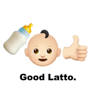 👶 1ae65dd9 Good Latto. bambino, biberon, pollice in su, emoji telegram sticker