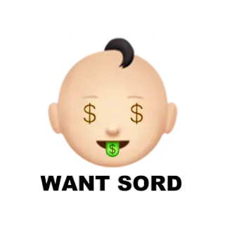👶 fa2d05f3 WANT SORD Emoji, Soldi, Avidità, Bambino, Simbolo dollaro telegram sticker