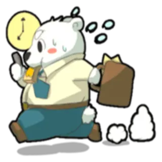 💼 b9c55f4b 북극곰, 만화, 동물, 달리기, 늦음, 서두름, 시계 telegram sticker