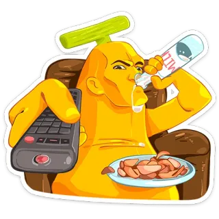 📺 4ff279b2 Cartoon, Lui, Bankhanger, Eten, Afstandsbediening, Melk telegram sticker