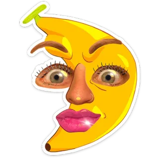 🍌 fe9a5ccd banaan, maan, fruit, gezicht, surrealistisch, ogen, lippen telegram sticker