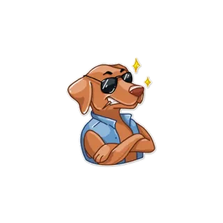 😎 c1d540d6 狗, 卡通, 眼镜, 酷, 动物, 宠物, 太阳镜, 黄色 telegram sticker