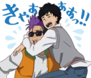 😫 ee43d47b ああっ!! きゃあ Anime, Dessin animé, Deux personnes, Câlin, Surpris whatsapp sticker