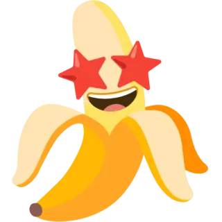 🤩 3e7c43fc banaan, fruit, cartoon, sterogen, vrolijk, emoji telegram sticker