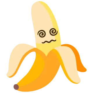 💫 aec090a7 banaan, fruit, cartoon, eten, grappig, duizelig, geel telegram sticker