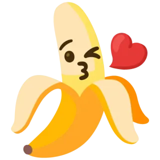 😘 cfec6a96 banaan, fruit, knipoog, kus, liefde, schattig telegram sticker