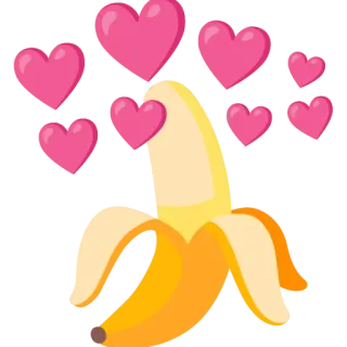💘 d90a8460 banaan, fruit, harten, liefde, emoji, schattig, geel telegram sticker