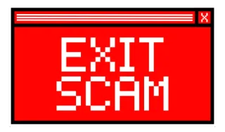 ⚠️ 6e4aa6be EXIT SCAM Oszustwo wyjścia, Oszustwo, Ostrzeżenie, Czerwony, Błąd, Alarm whatsapp sticker