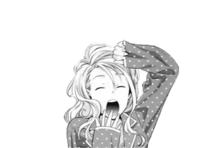 😴 36a78ae2 애니메이션 여자, 하품, 졸린, 잠옷, 애니메이션, 만화 telegram sticker