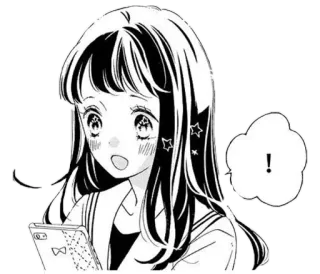 😳 376c251f ! 애니메이션, 만화, 스티커, 느낌표, 충격, 놀람, 여고생 telegram sticker