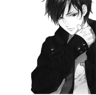 😏 9015c33c 애니메이션, 만화, 남자, 흑백, 진지한, 캐릭터 telegram sticker